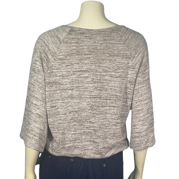 Soho Street NY Sz L Open Wrap Front Top Front Tie Neutral Color Knit Balletcore - Picture 4 of 9